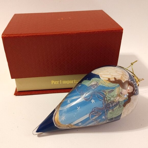 Pier 1 Other - BEAUTIFUL Pier 1 Li Bien Angel Hand Blown Glass Ornament with Box Hand Painted